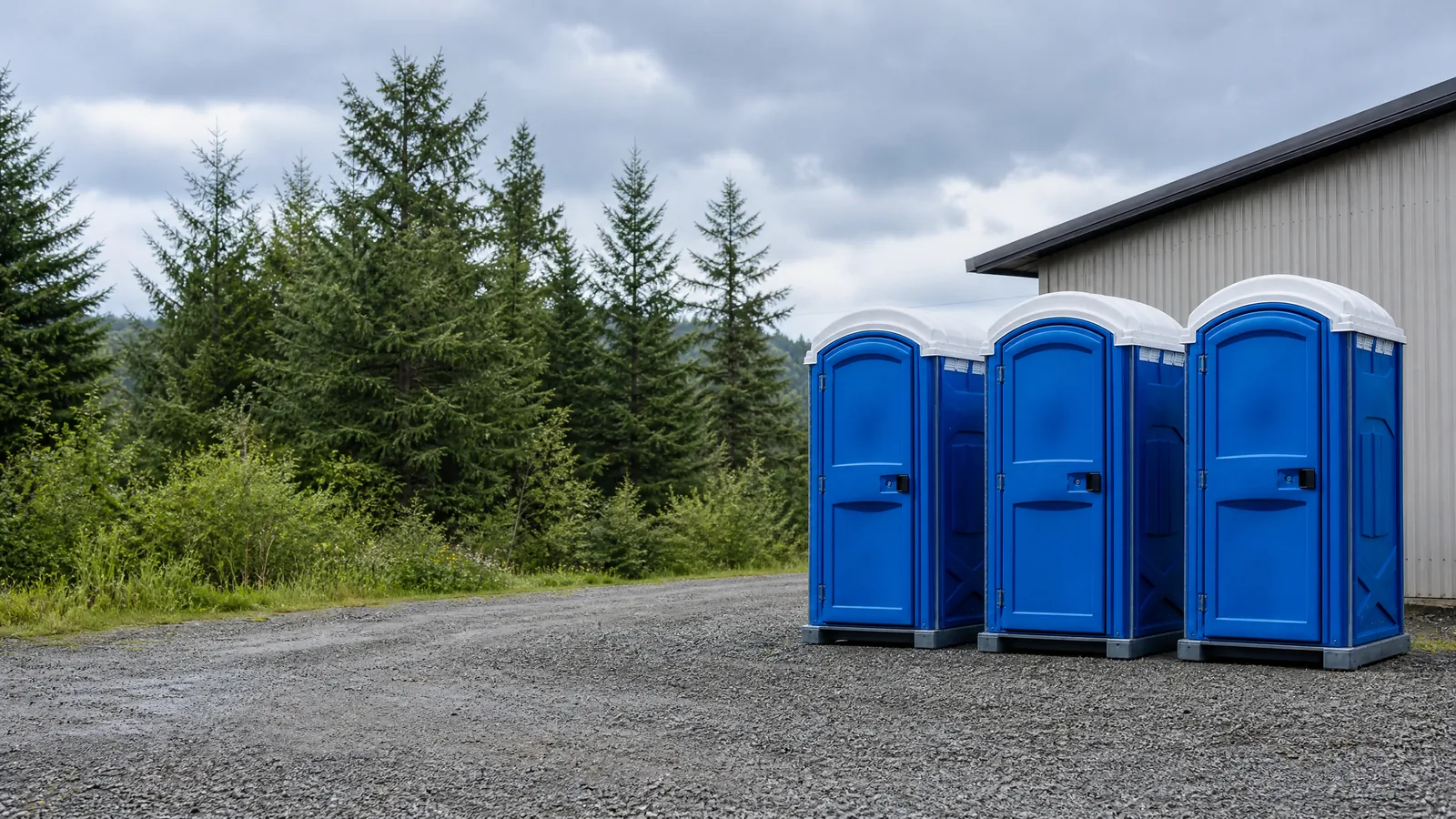 Clean portable restroom units prepared for rental planning in Vancouver